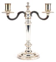 Christophle, French silver plated two branch candelabra, 25cm high : For further information on this