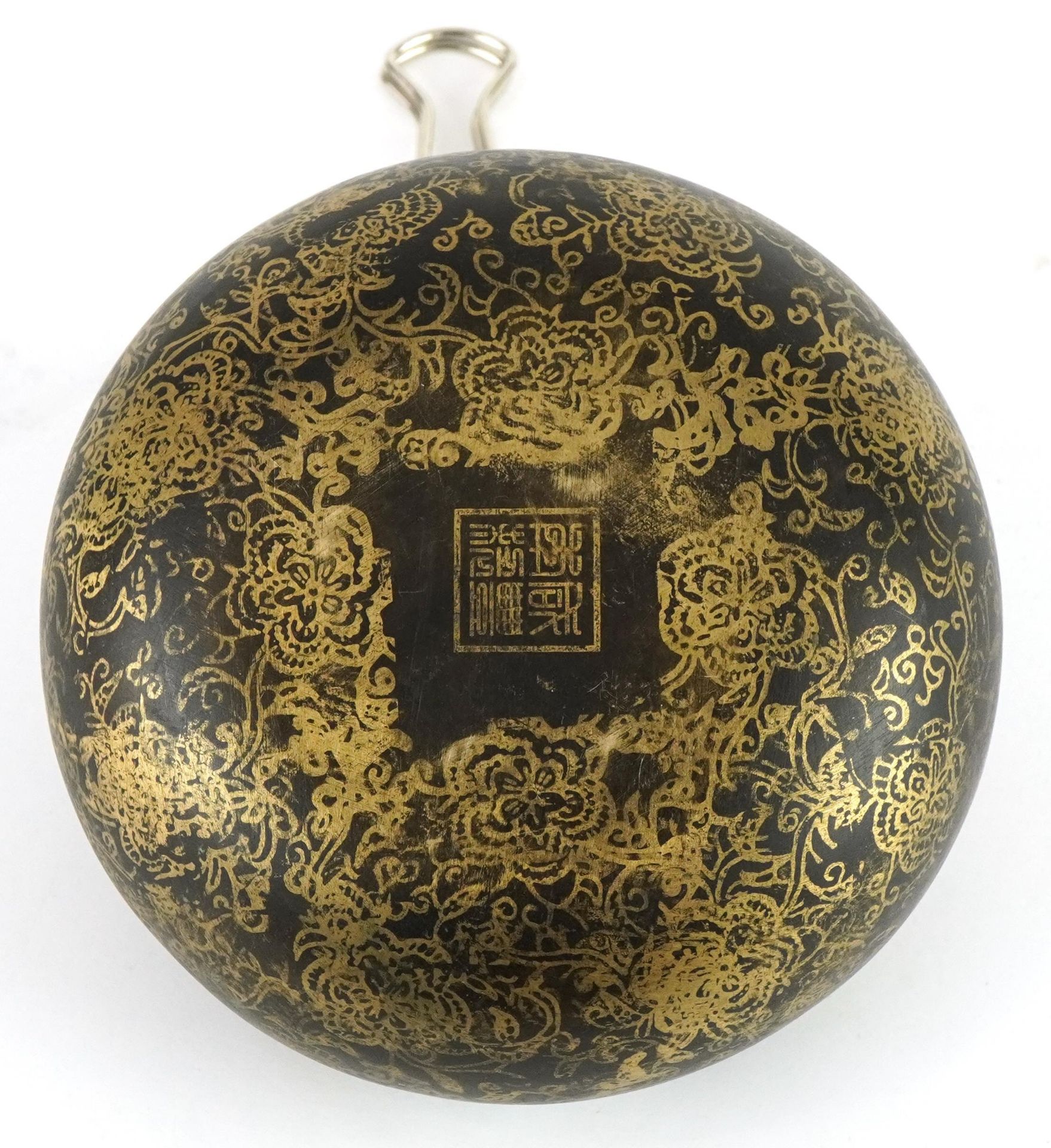 Chinese partially gilt bronzed vessel, 12.5cm in diameter : For further information on this lot - Image 6 of 7