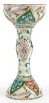 Turkish Ottoman Kutahya porcelain pedestal bowl hand painted with flowers, 25.5cm high : For further