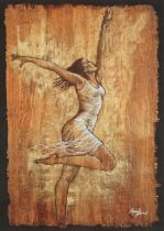 Portrait of a female dancer, print in colour, mounted, framed and glazed, 61cm x 42cm excluding