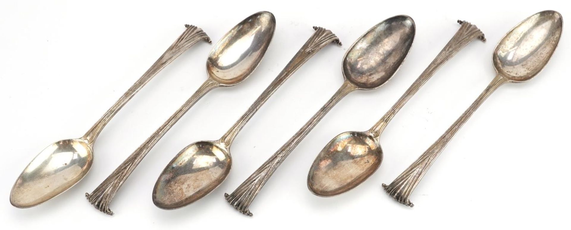 Richard Crossley, set of six George III silver spoons, London 1788, 17cm in length, 233.0g : For