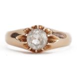 Unmarked gold white sapphire solitaire ring, tests as 14ct gold, the white sapphire approximately