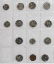 Elizabeth II British coinage arranged in a folder, predominantly uncirculated, including five pence,