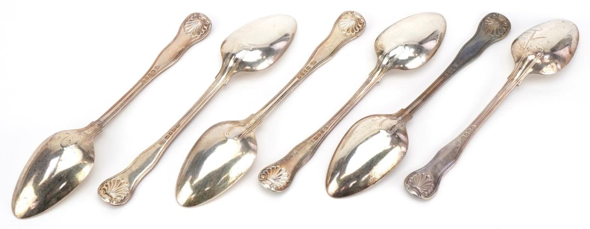 Morris & Michael Emmanuel, set of six George IV silver tablespoons, London 1828, 23cm in length, - Image 2 of 3