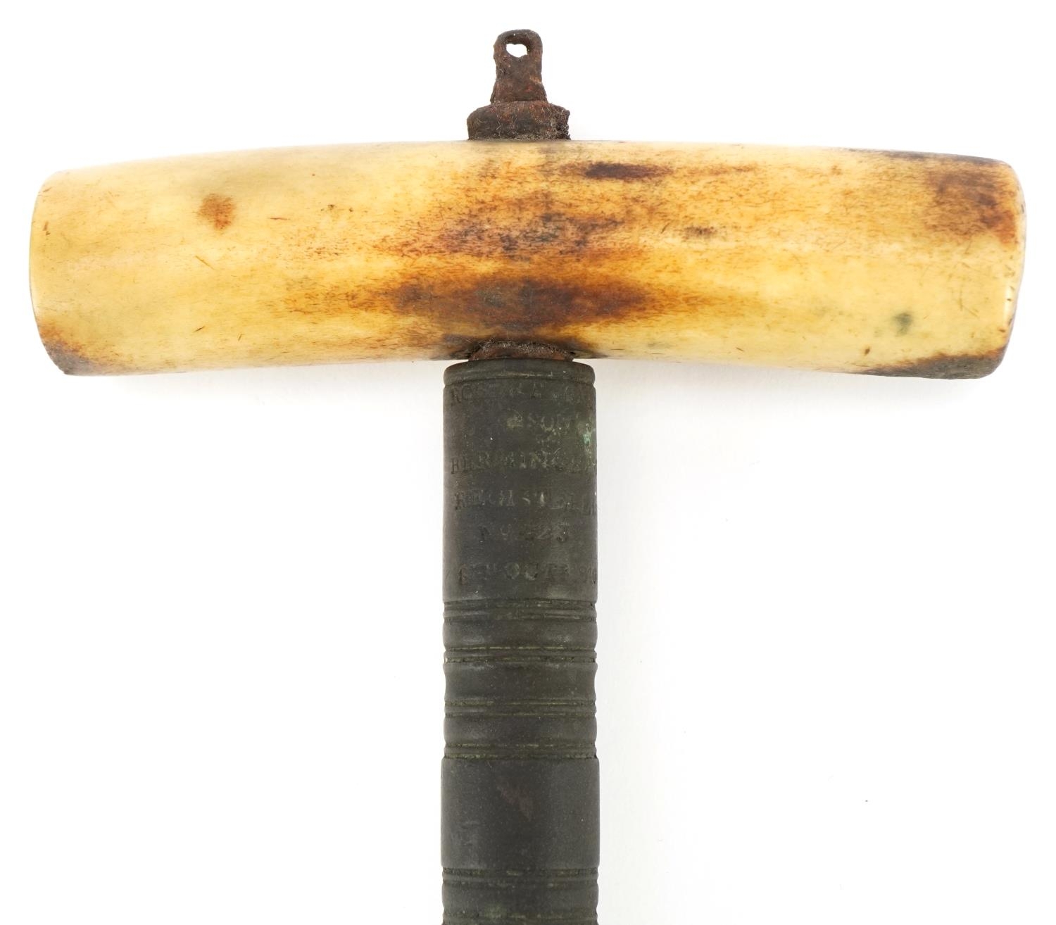 Mid 19th century Robert Jones & Son of Birmingham bone handled corkscrew, registered design number - Image 3 of 4