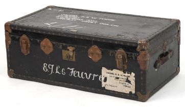 Military interest Victor Luggage trunk inscribed Colonel O. D. Le Feuvre with British Embassy