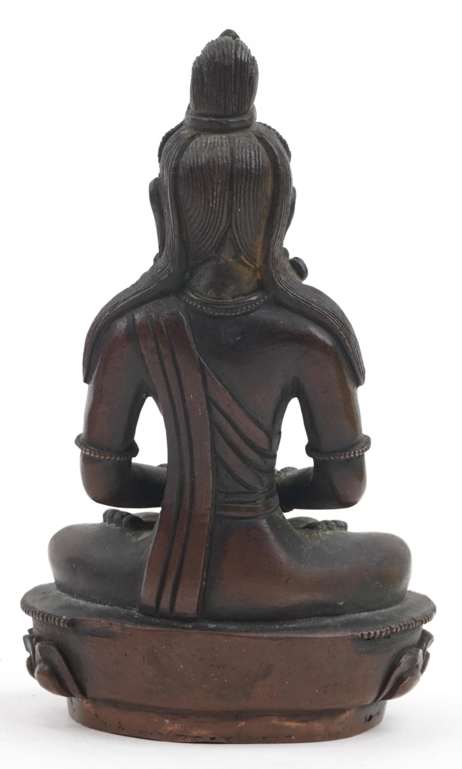 18th Century Chino Tibetan bronze/copper buddha figure of Tara, 15cms tall : For further information - Image 3 of 6