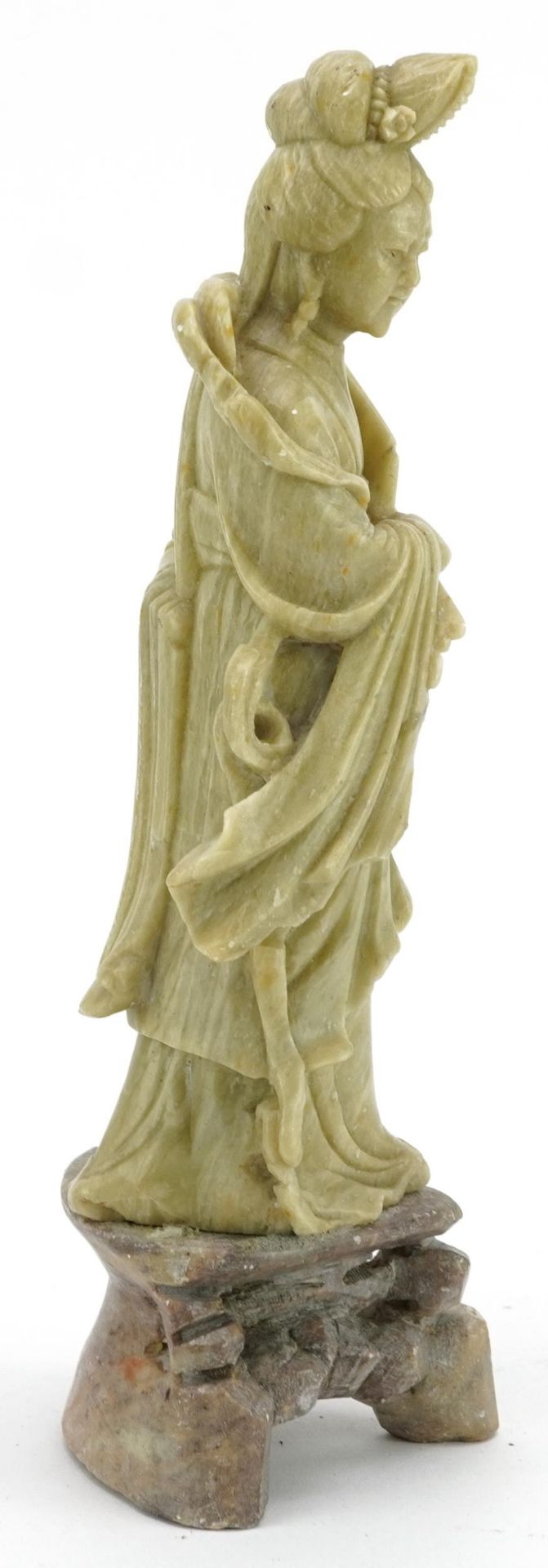 Oriental carved soap stone figure of a lady with fan, 20cms tall : For further information on this - Image 4 of 6