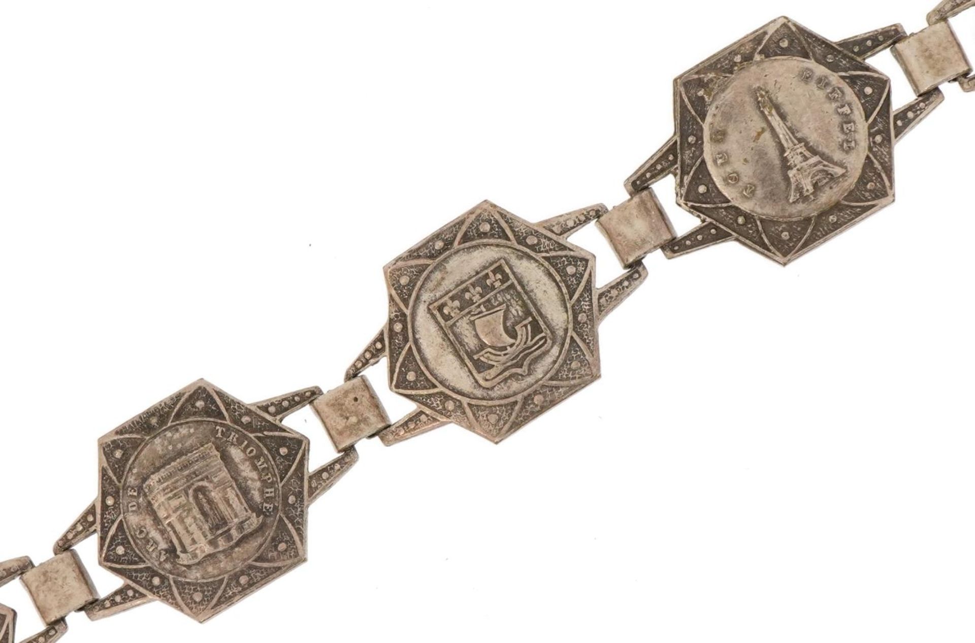French silver souvenir bracelet impressed Filigrane Depose, 15cm in length, 12.2g : For further