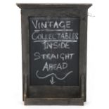 Vintage mahogany framed chalk board with chalk tray, 72cm high x 53cm wide : For further information