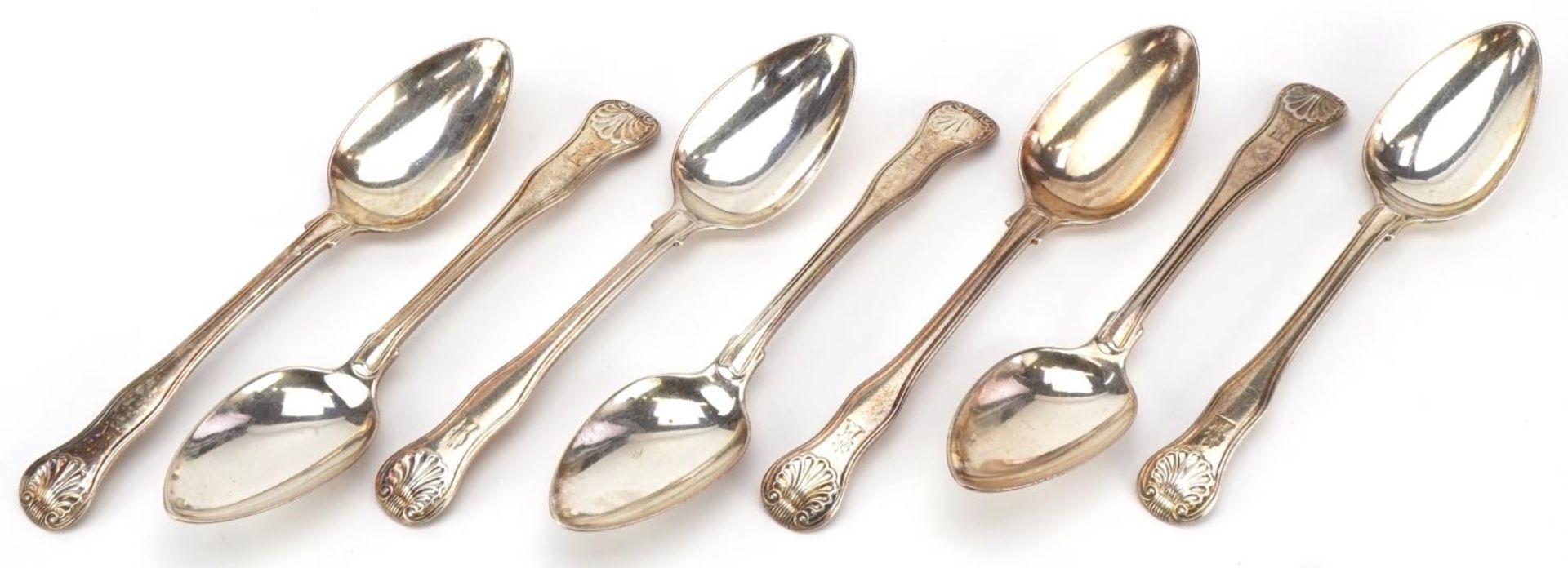Morris & Michael Emmanuel, seven George IV matching silver spoons, London 1828, 18cm in length,