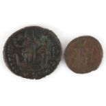Two Roman or Greek bronze coins : For further information on this lot please visit