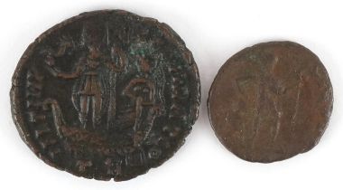 Two Roman or Greek bronze coins : For further information on this lot please visit