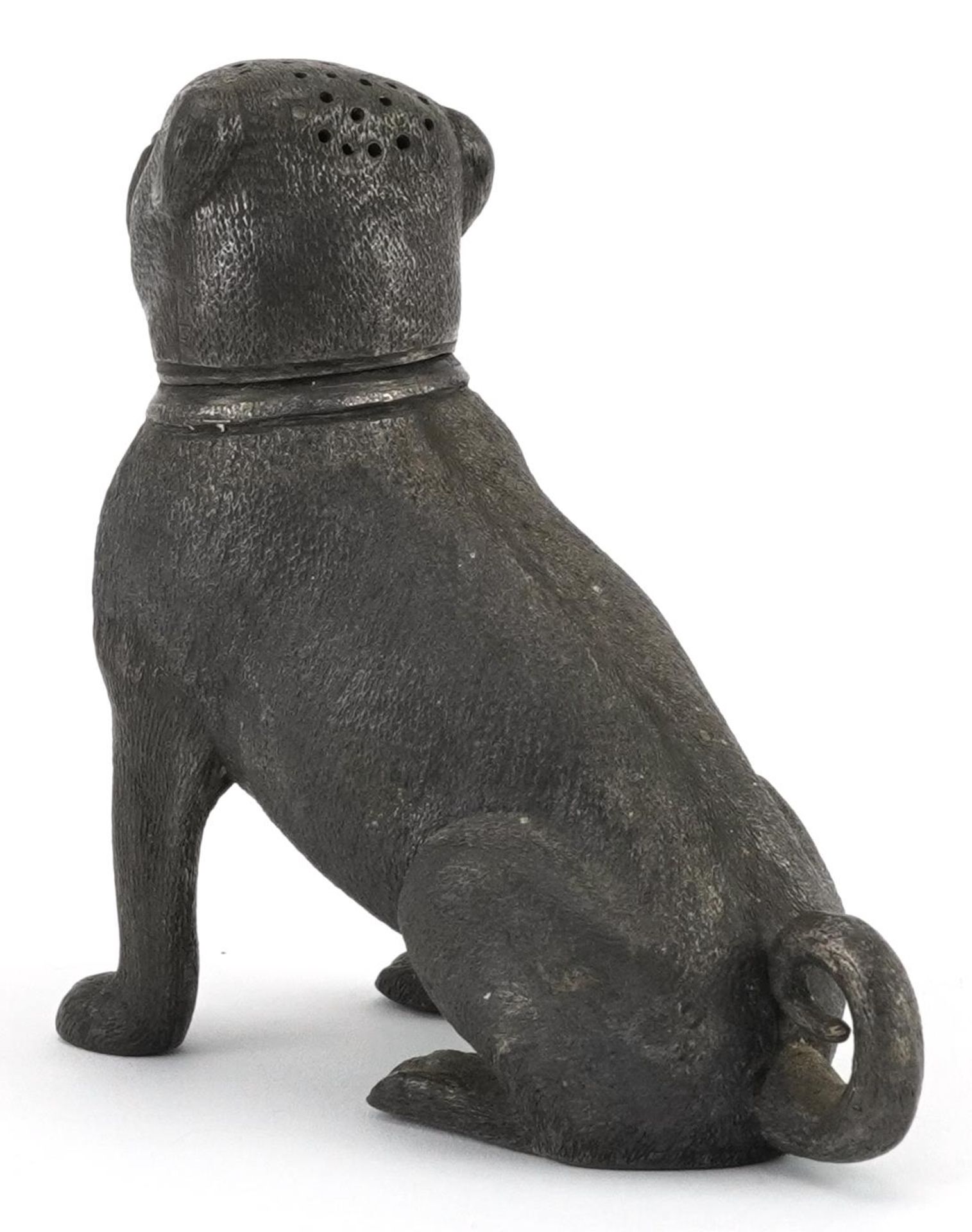Novelty pewter caster in the form of a Bulldog with red glass eyes, 10cm high : For further - Image 2 of 3