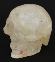 Carved rock crystal human skull, 10cm in length : For further information on this lot please visit