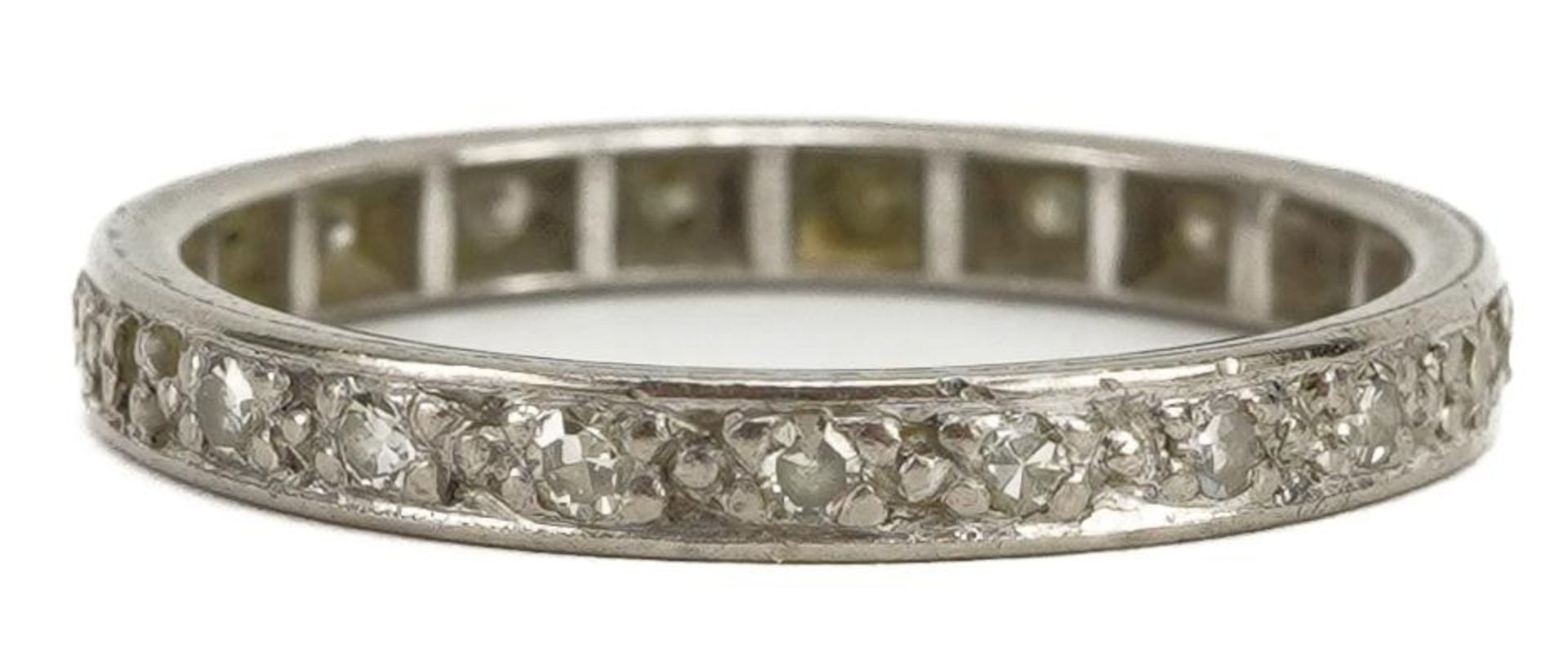 Unmarked white metal diamond eternity ring, size M/N, 2.2g : For further information on this lot - Image 2 of 3