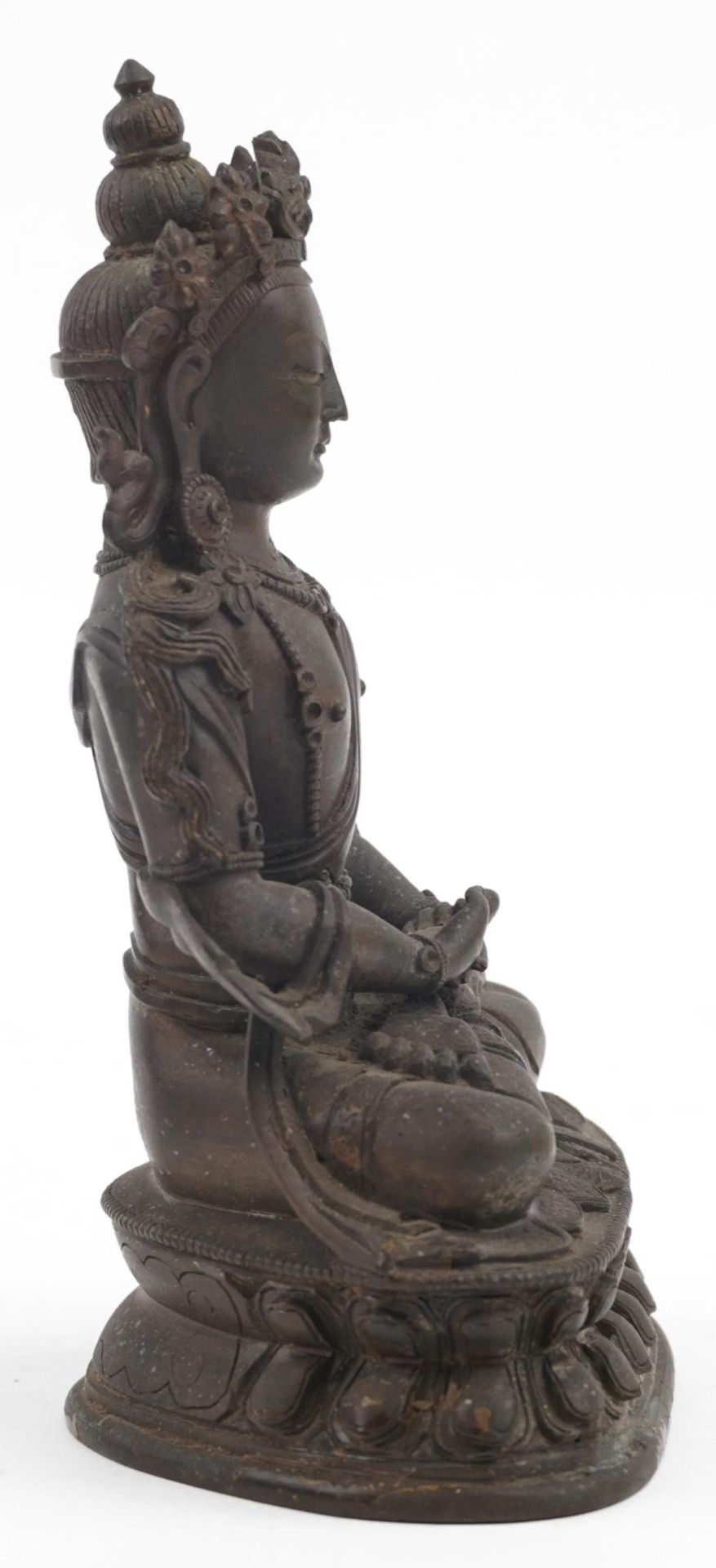 18th Century Chino Tibetan bronze buddha of Tara, 18cms tall : For further information on this lot - Image 4 of 6