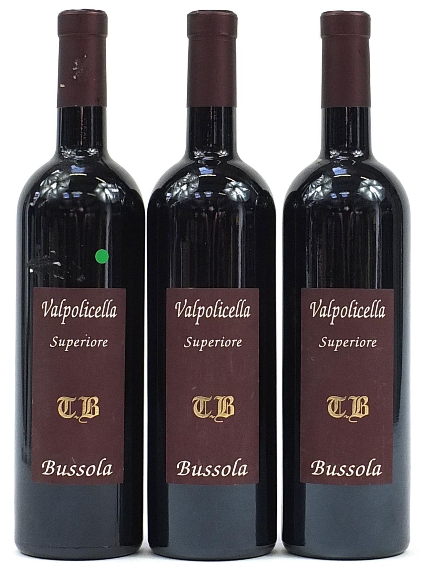 Three bottles of 2003 Valpolicella Superiore Bussola red wine : For further information on this