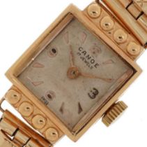 Canoe, ladies 18ct gold manual wind wristwatch with gold plated strap, the case 15.5mm wide : For
