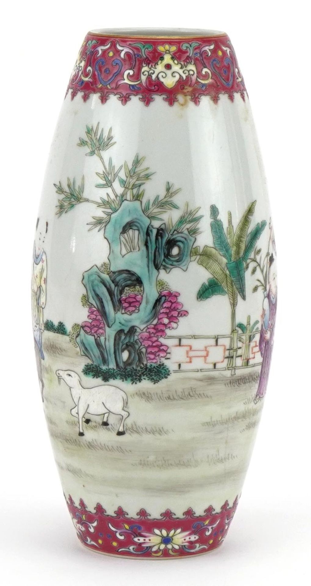 Chinese porcelain vase finely hand painted in the famille rose palette with children playing and - Image 4 of 7