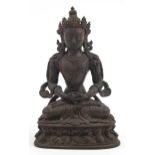 18th Century Chino Tibetan bronze buddha of Tara, 18cms tall : For further information on this lot
