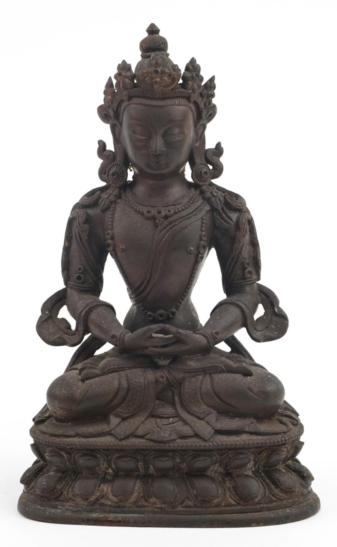 18th Century Chino Tibetan bronze buddha of Tara, 18cms tall : For further information on this lot