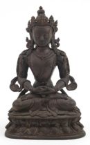 18th Century Chino Tibetan bronze buddha of Tara, 18cms tall : For further information on this lot