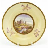 19th century Swansea porcelain plate hand painted with a pastoral scene, Swansea factory marks and