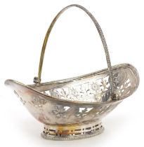 Robert Hennell I, George IV silver pierced basket with swing handle, 15.5cm wide, 130.0g : For