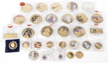 Large collection of commemorative proof coins and ingots including Concorde, Sapphire Jubilee and VE