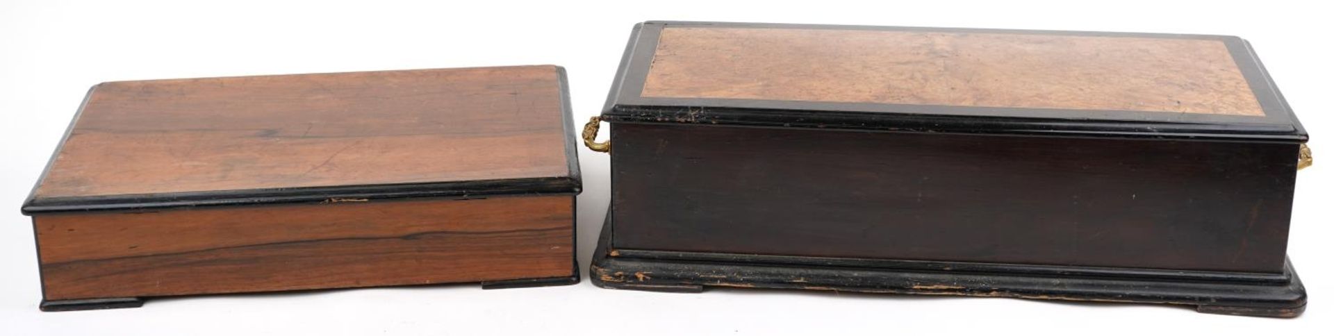 Nicol Freres, good large 19th century Swiss inlaid burr walnut and ebonised music box with gilt - Image 11 of 11