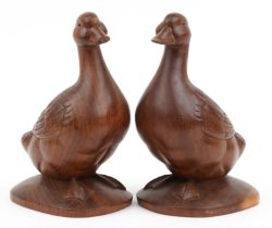 Pair of carved wood ducks, each 30cms tall : For further information on this lot please visit