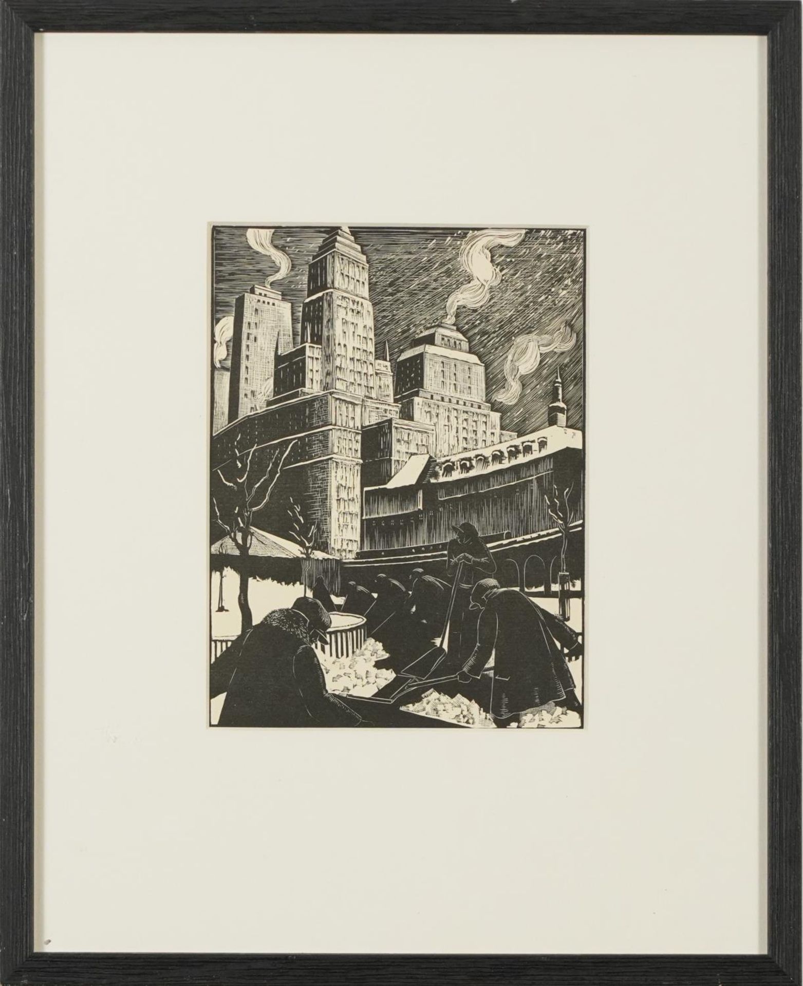 Clare Leighton - Snow shovellers, New York, wood engraving, inscribed Printed by The Curwen Press - Image 2 of 4