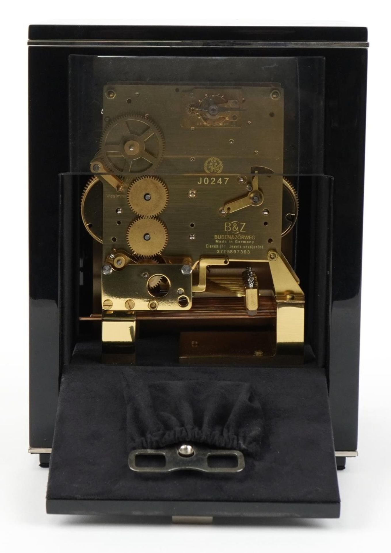 Buben & Zorweg, German Artemis Noir mantle clock with moon phase dial having Arabic numerals, with - Bild 5 aus 6