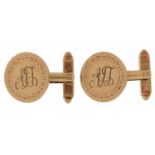 Pair of 9ct gold cufflinks, 1.7cm in diameter, 8.4g : For further information on this lot please
