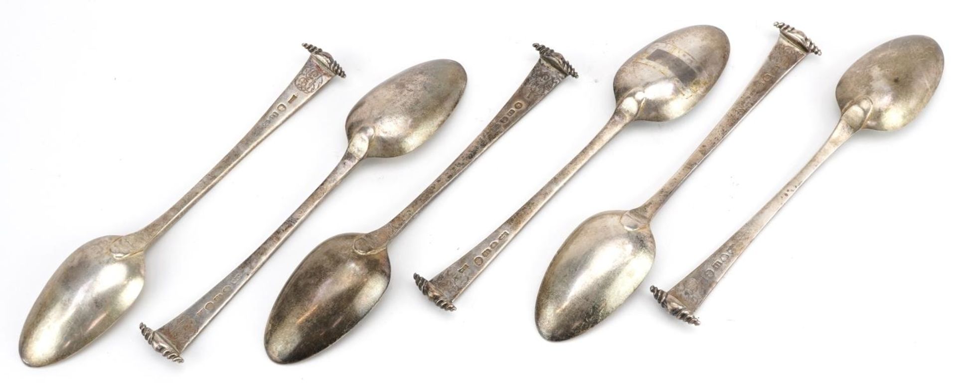 Richard Crossley, set of six George III silver spoons, London 1788, 17cm in length, 233.0g : For - Image 2 of 3