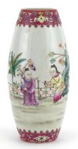 Chinese porcelain vase finely hand painted in the famille rose palette with children playing and