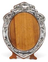Art Nouveau silver plated copper easel photo frame, registered number 442132, embossed with a