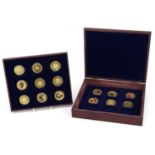 Set of fifteen gold plated coins commemorating 50th Anniversary of Apollo Man Walks on the Moon with
