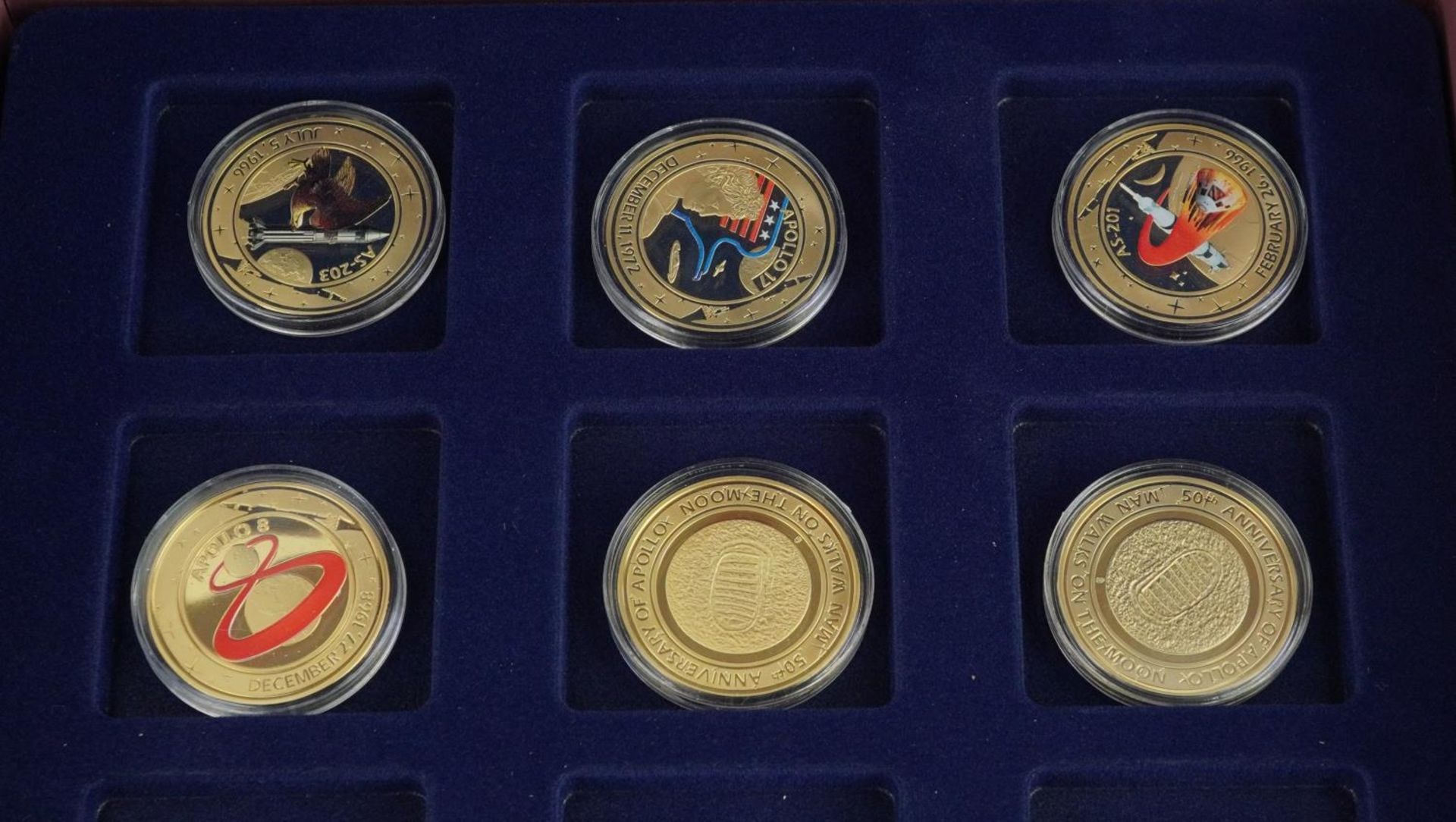 Set of fifteen gold plated coins commemorating 50th Anniversary of Apollo Man Walks on the Moon with - Image 3 of 4