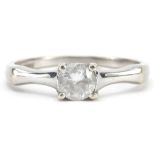 9ct white gold clear stone solitaire ring, size O/P, 2.2g : For further information on this lot