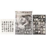 Three vintage photography model agency card posters comprising Men's Divisions Paris 40.26.86.86.