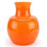 Large orange globe vase, possibly Skio Optical, 30cm high : For further information on this lot