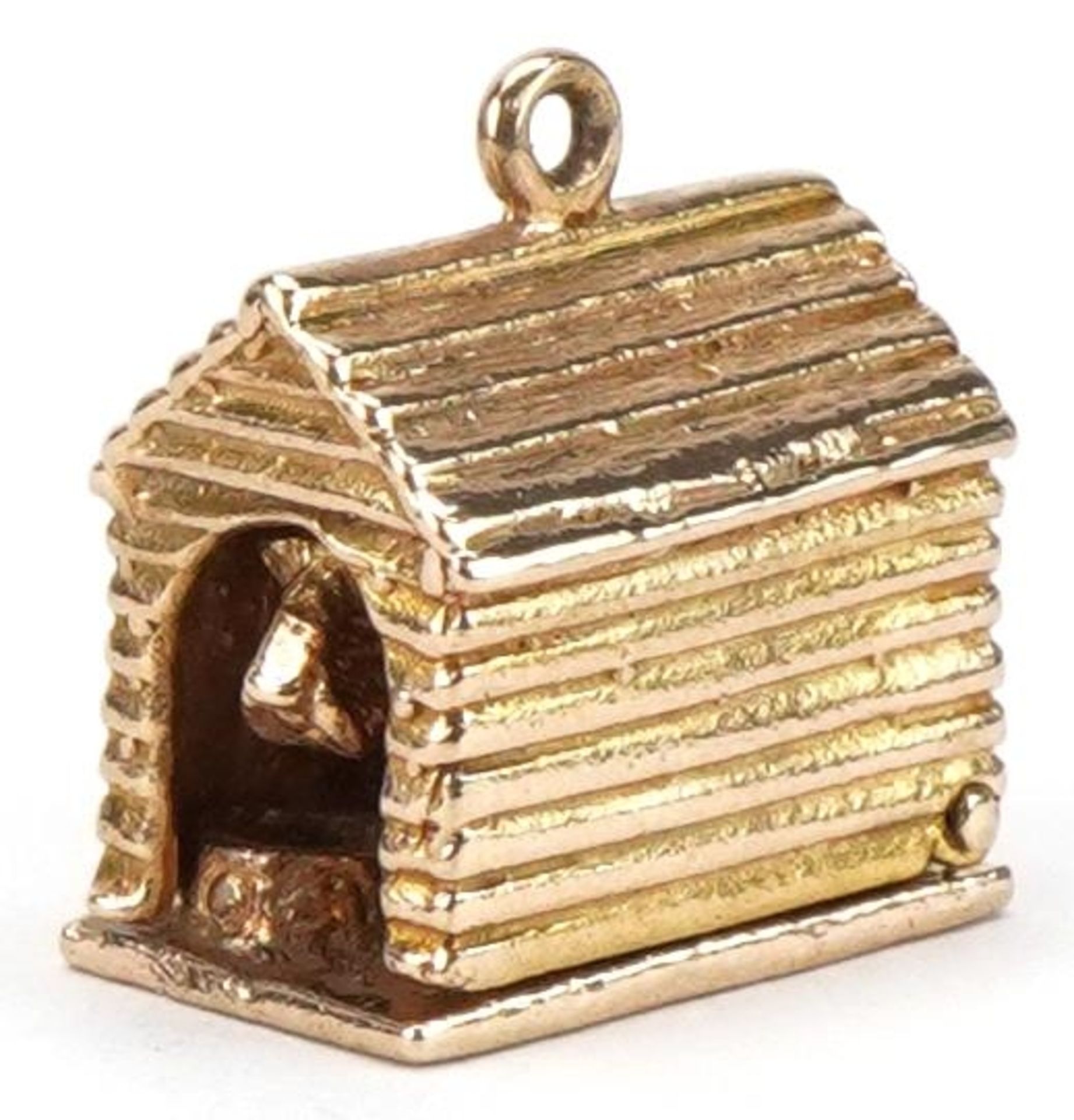 9ct gold opening dog in a kennel charm, 1.5cm high, 6.2g : For further information on this lot - Image 2 of 4