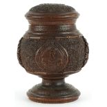 Military interest finely carved wooden tobacco box with brass liner for the IX JAT Regiment ,