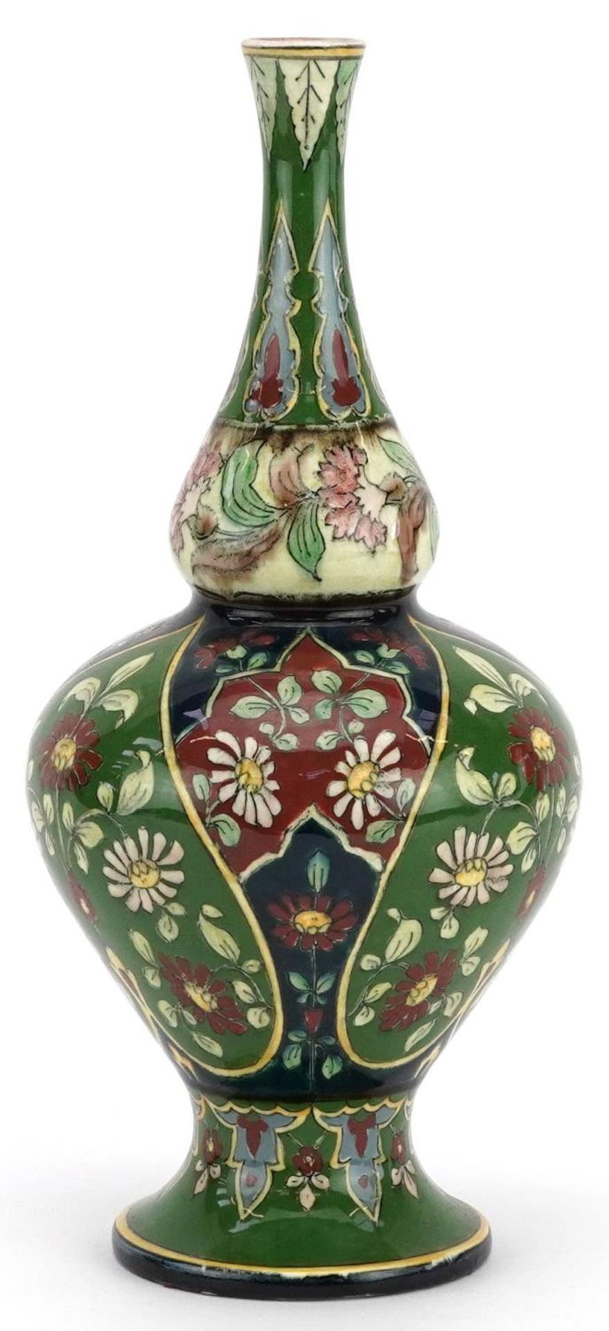 Royal Bonn Old Dutch double gourd vase hand painted with flowers, 28cm high : For further - Image 2 of 3