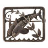 Arno Malinowski for Georg Jensen, Danish silver dolphin brooch numbered 251, 3.8cm wide, 12.5g : For