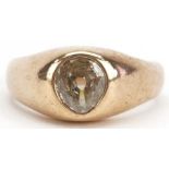 9ct gold pear shaped Old European cut diamond ring with H Samuel insurance valuation £10,000, the