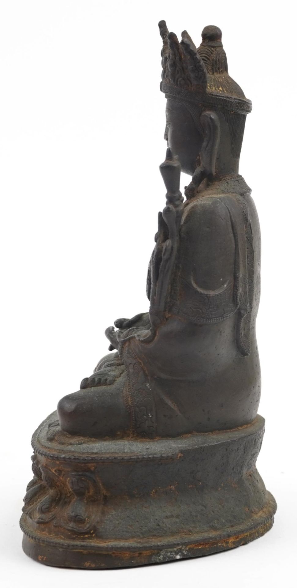 18th Century Chino Tibetan bronze buddha, 20cms tall : For further information on this lot please - Image 2 of 6