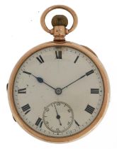 Gentlemen's 9ct gold cased open face pocket watch with enamelled dial, 48.0mm in diameter, total